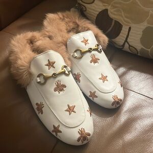 baShafanni NWT White leather bridle bit slip on loafers